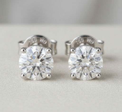 2.10 CT Diamond Stud Earrings in 14K White Gold