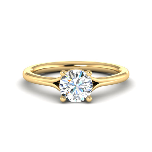 Carnation 4 prong solitaire with Split shank - 14KT Yellow Gold