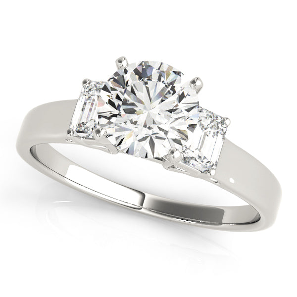 Engagement Rings 3 Stone Oval - 18KT White Gold