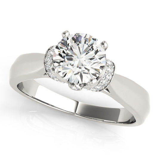 SIDE-STONE-ENGAGEMENT-RING - 14KT White Gold